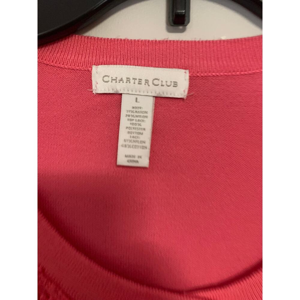 Charter Club Pink Lace-Front Cardigan Sweater - Picture 2 of 3